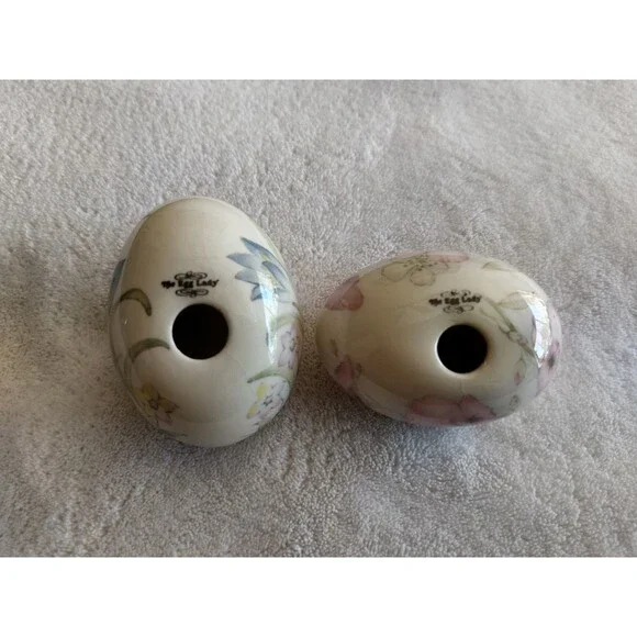 Vintage The Egg Lady Decorative Porcelain Eggs Floral Patterns Spring Easter - Picture 7 of 13